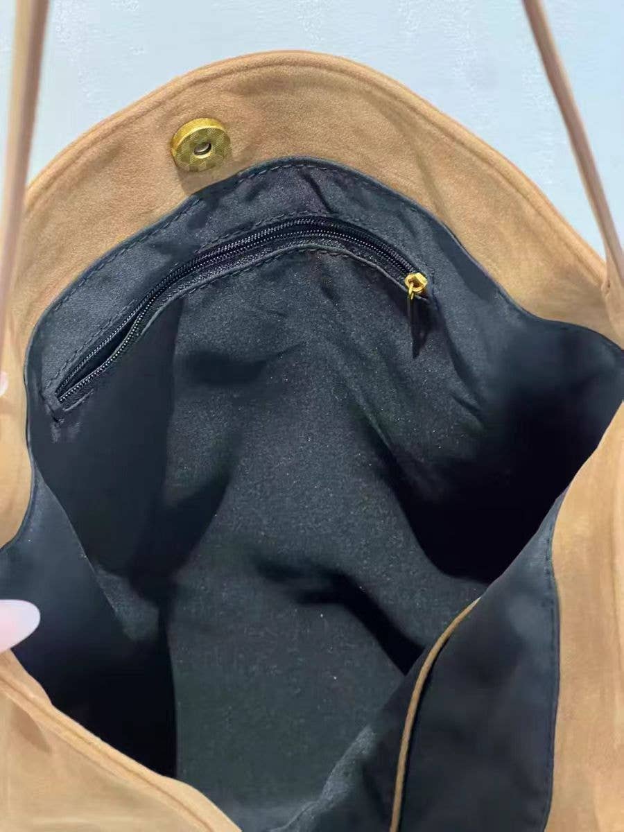 Boho Embroidered Large Capacity Suede Shoulder Bag