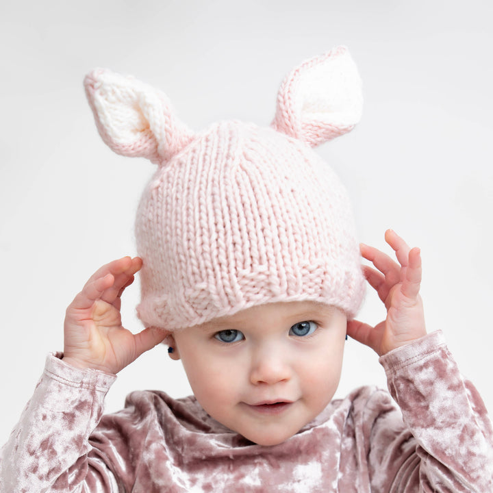 Bunny Ears Blush Beanie Hat Baby & Kids