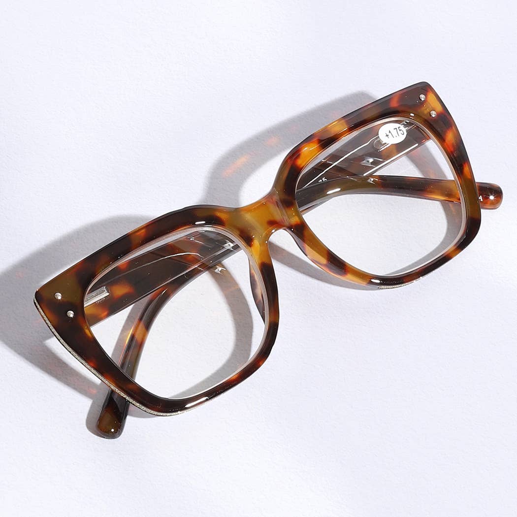 Wide Frame Glitter Edged Reading Glasses