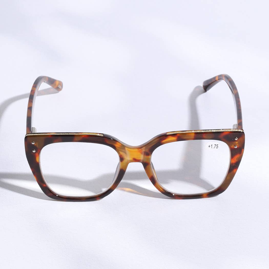 Wide Frame Glitter Edged Reading Glasses