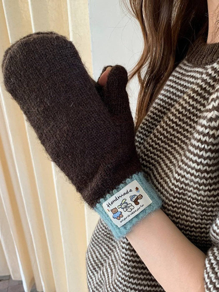 Color-Block Knitted Mittens