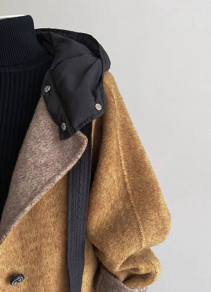 Nora 100% Wool Camel Hooded Jacket