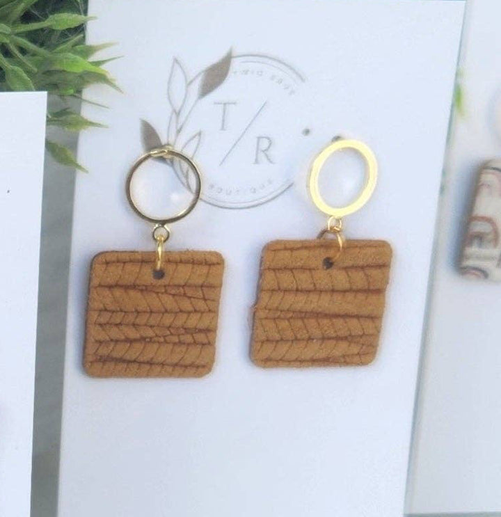 Adele Leather and Gold Mini Dangle Earrings