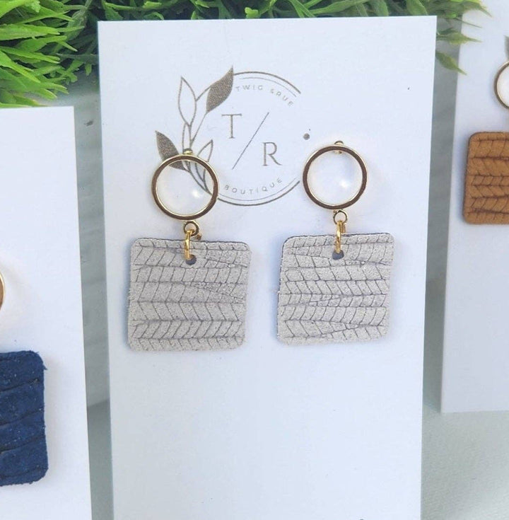 Adele Leather and Gold Mini Dangle Earrings