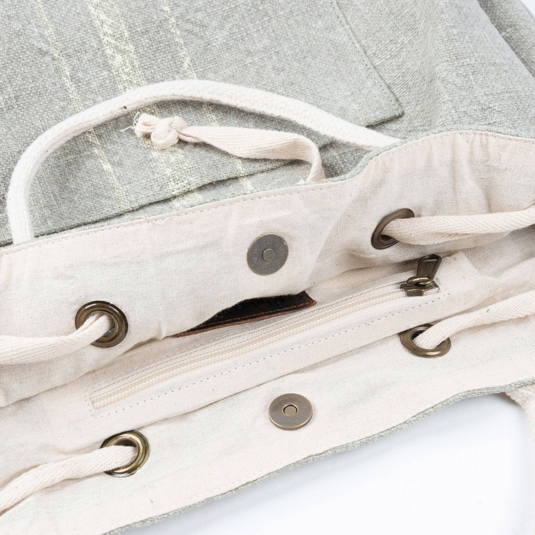 Cailey Jute Adjustable Drawstring Closure Backpack Purse