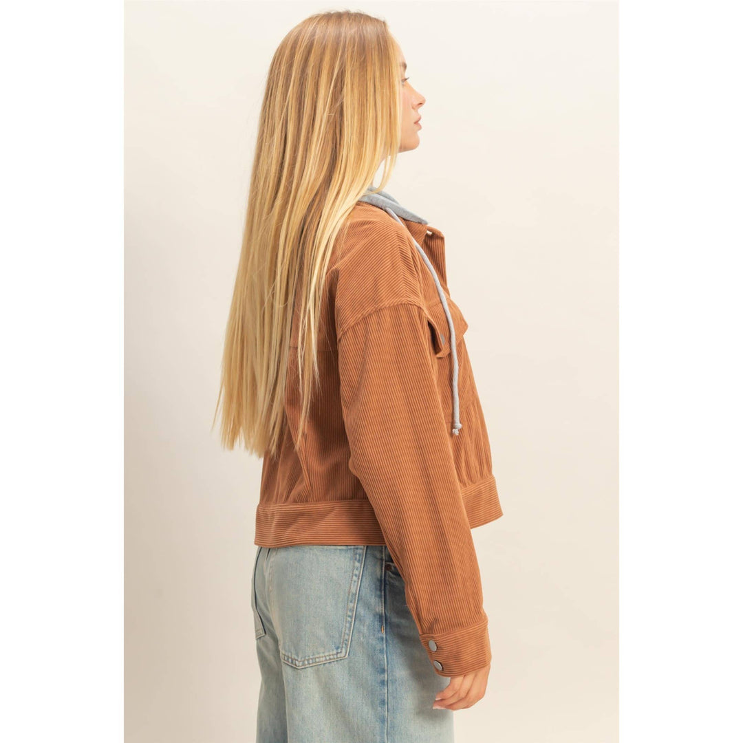 Corduroy Jacket With Detachable Hood
