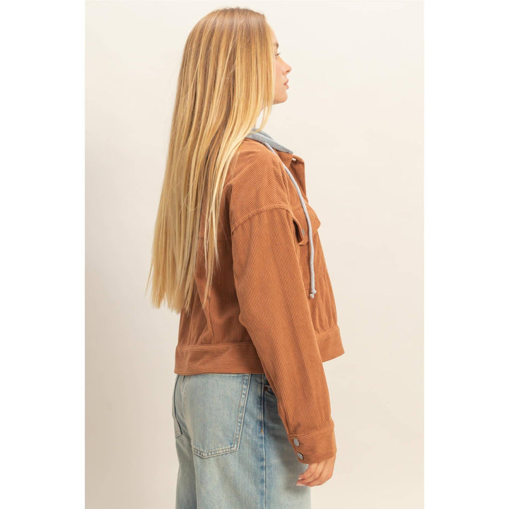 Corduroy Jacket With Detachable Hood