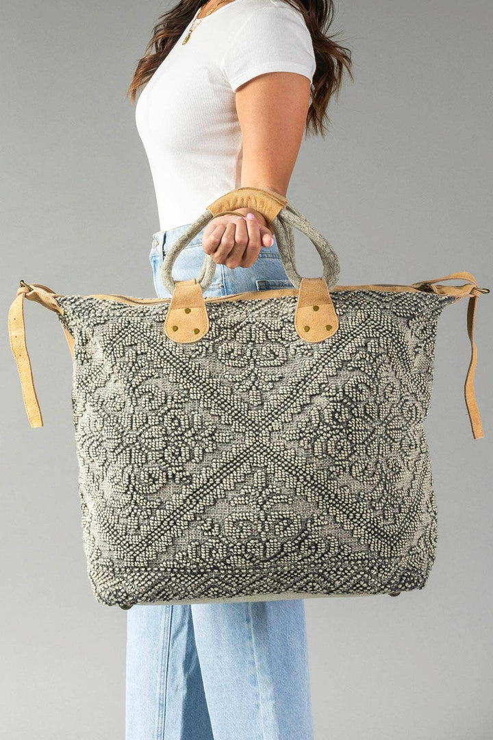 Sage Gray Vintage Inspired Textured Tote