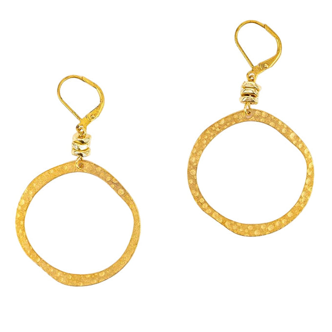 Hammered Brass Circle Earrings