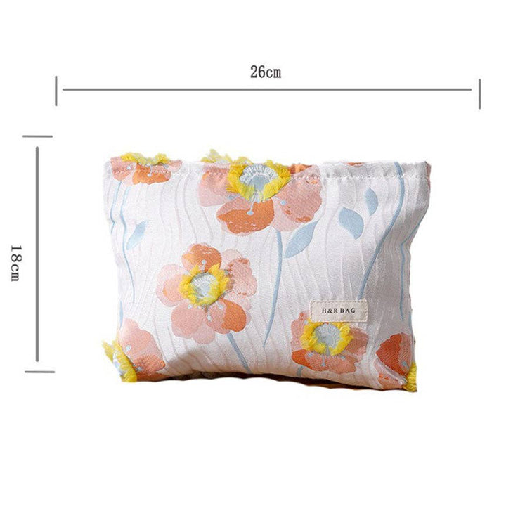Embroidered Floral Canvas Cosmetic Bag 2 Sizes