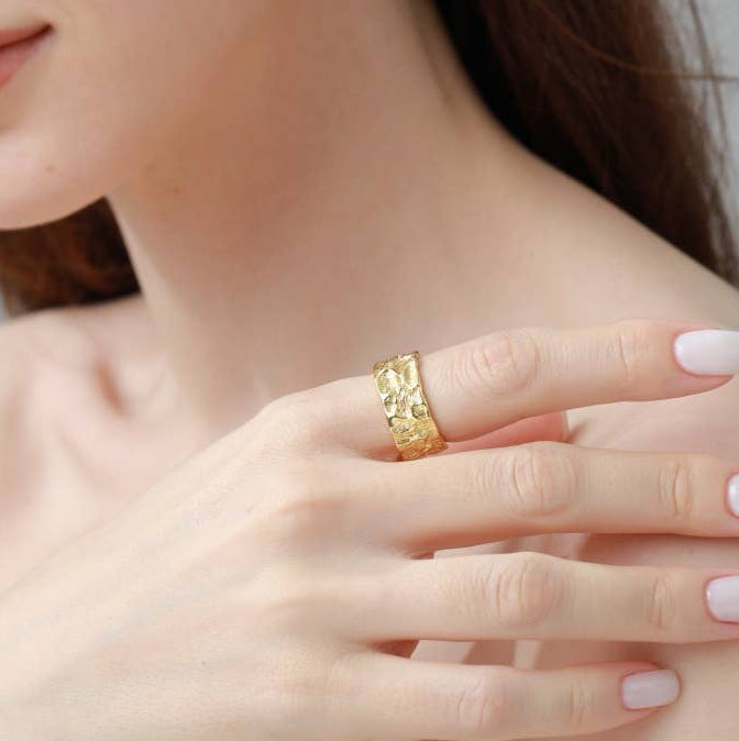 Textured Gold Open Ring