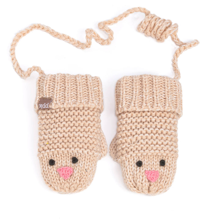 Baby Chick Knit Mittens for Girls