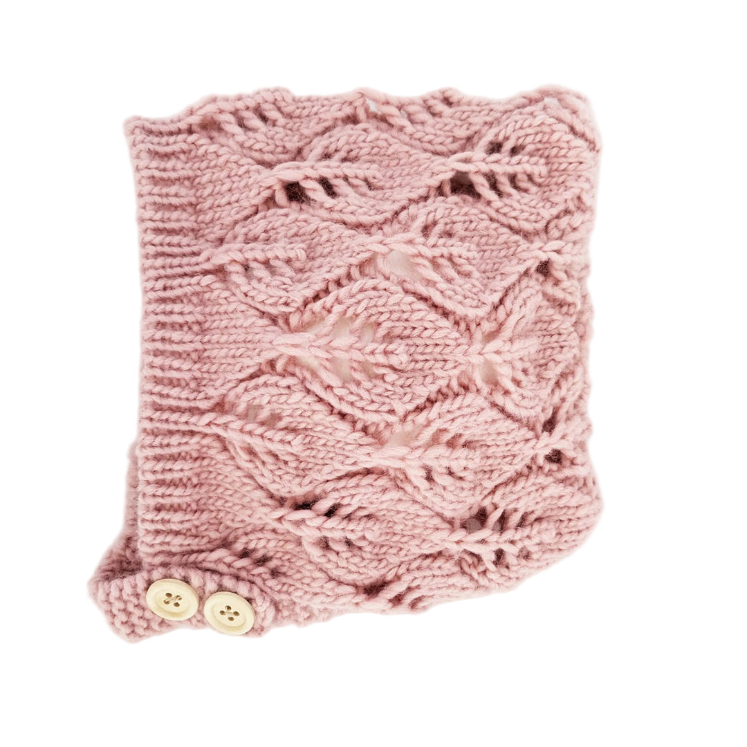 Leaf Lace Hand Knit Bonnet Rosy Pink
