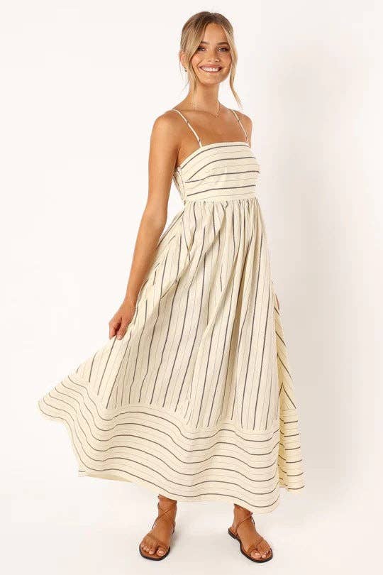 Striped Backless Spaghetti Dress