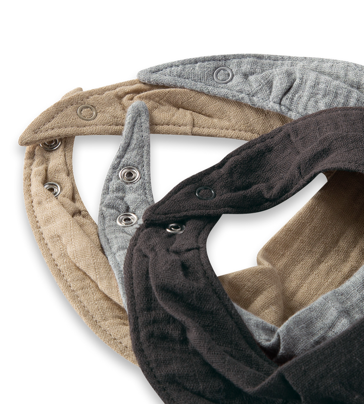 Organic Cotton Baby Bandana Bibs Ash Set of 5