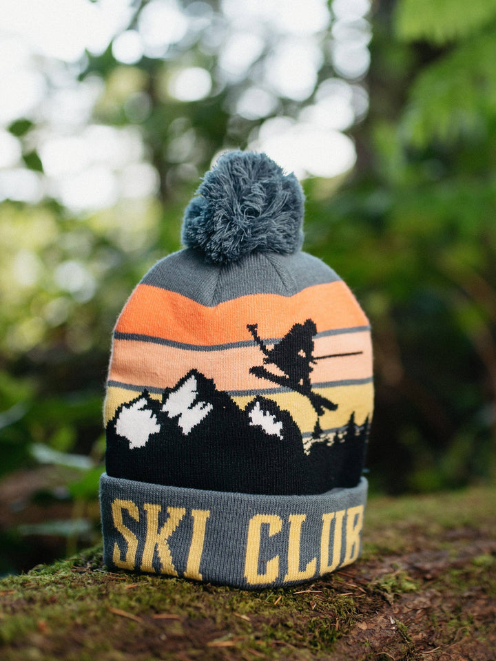 Ski Club Beanie with Pom Pom