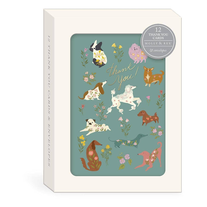 Dogs & Flowers Boxed Thank You Note Cards (Set of 12)