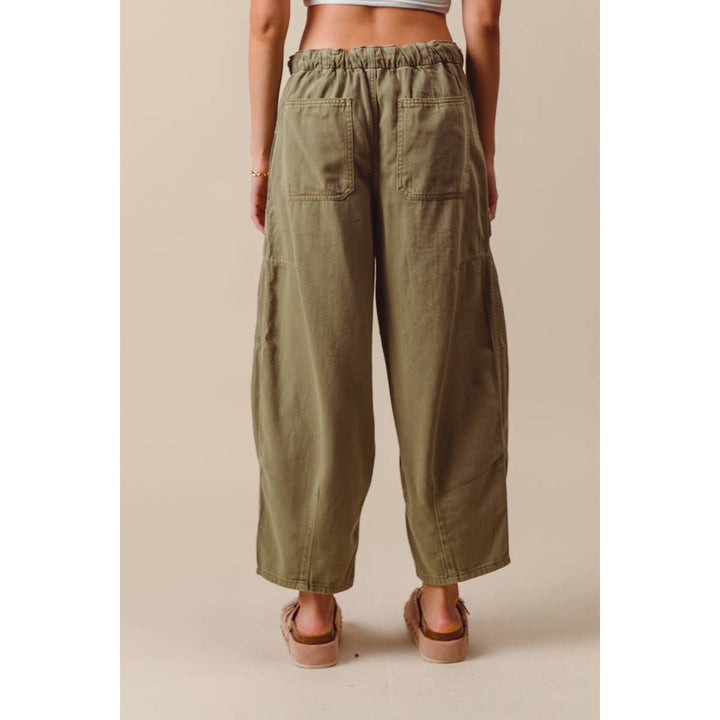 Olive Mid Rise Wide Leg Pant
