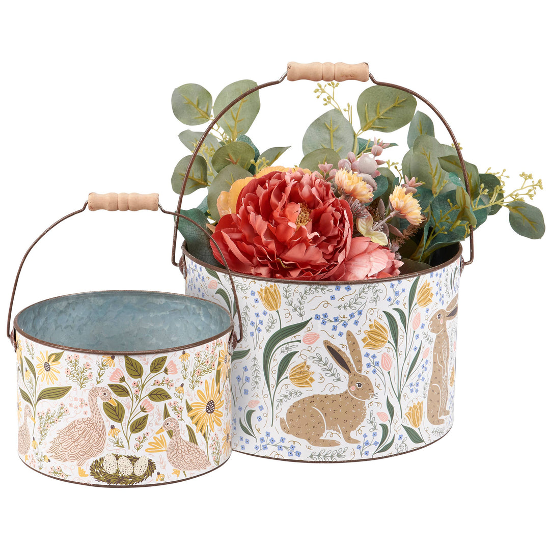 Rabbit Folk Art Bucket Set