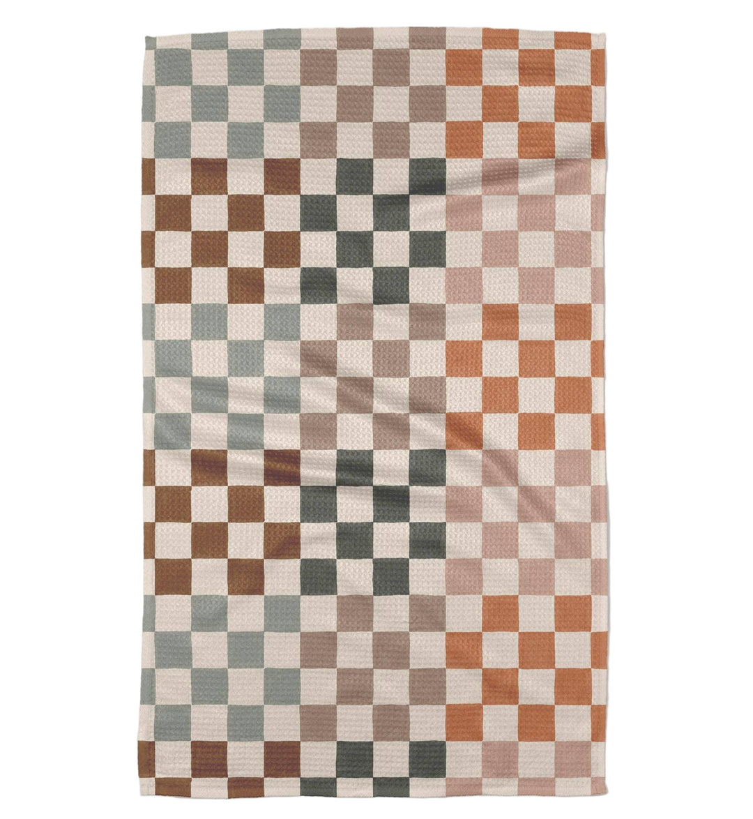 Autumn Checkers Tea Towel by Geometry