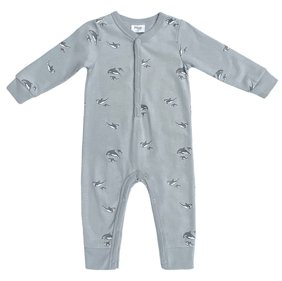 Baby Snap Romper with Orca Print infant onesie snap