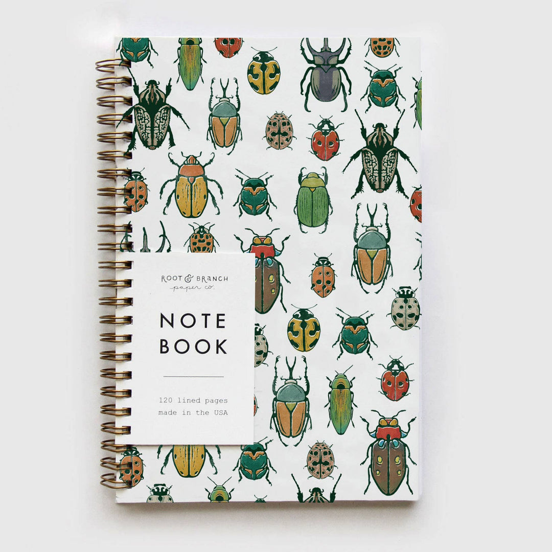 Beetles Spiral Bound Lined Notebook stationery paper goods Root & Branch 