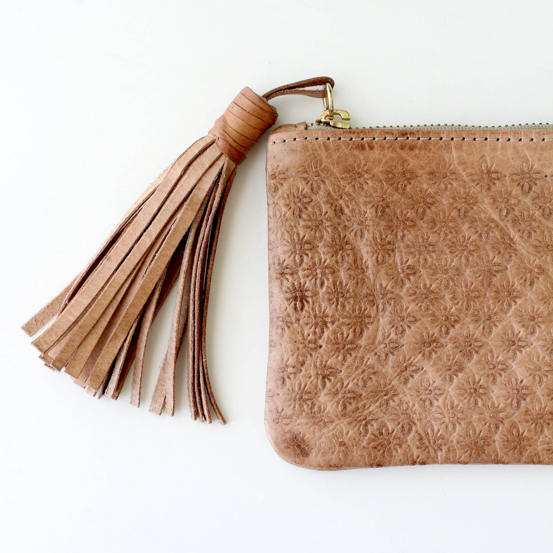 Blossom Leather Tassel Pouch
