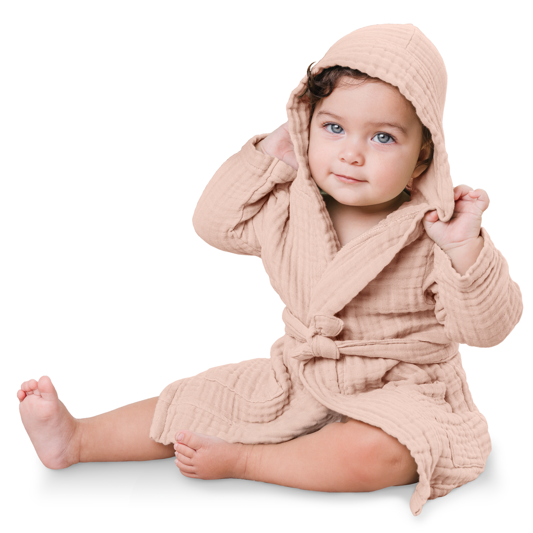 Blush Muslin Bath Robe for Kids by Comfy Cubs