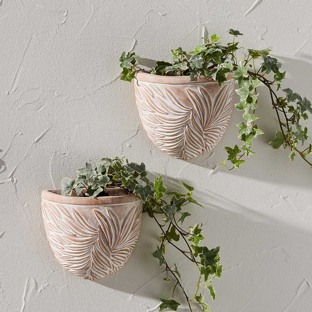 Botanical Terracotta Wall Planters - Set of 2
