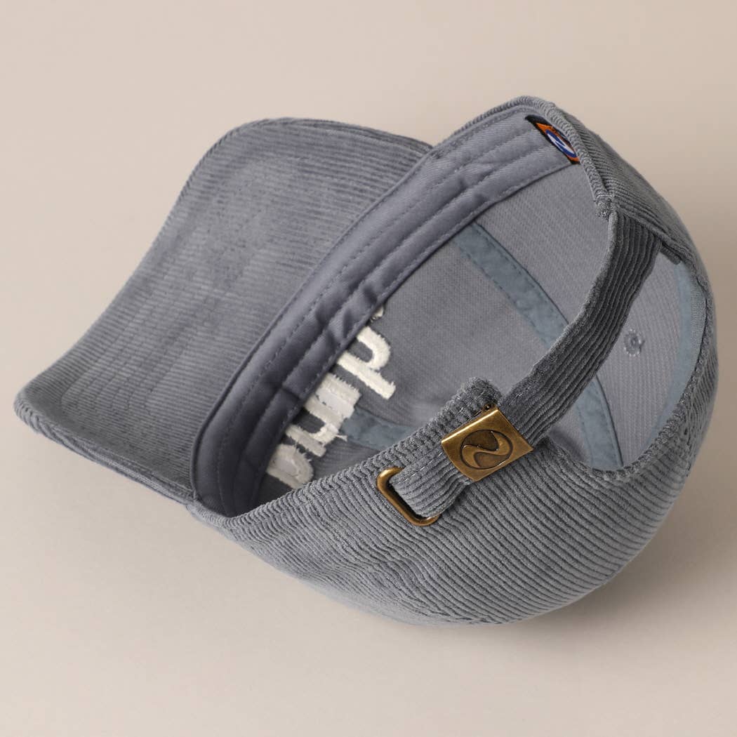 Bruh. Embroidered Corduroy Cap Blue Grey