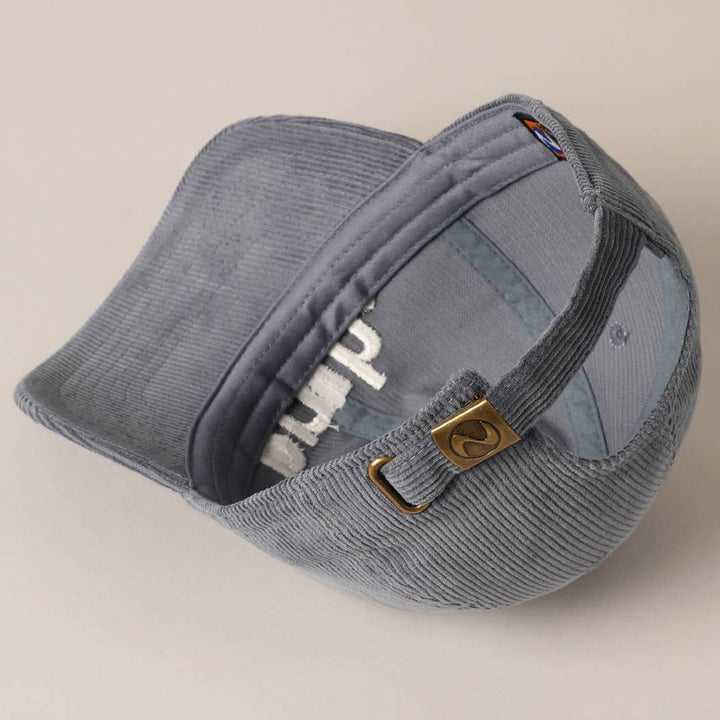 Bruh. Embroidered Corduroy Cap Blue Grey