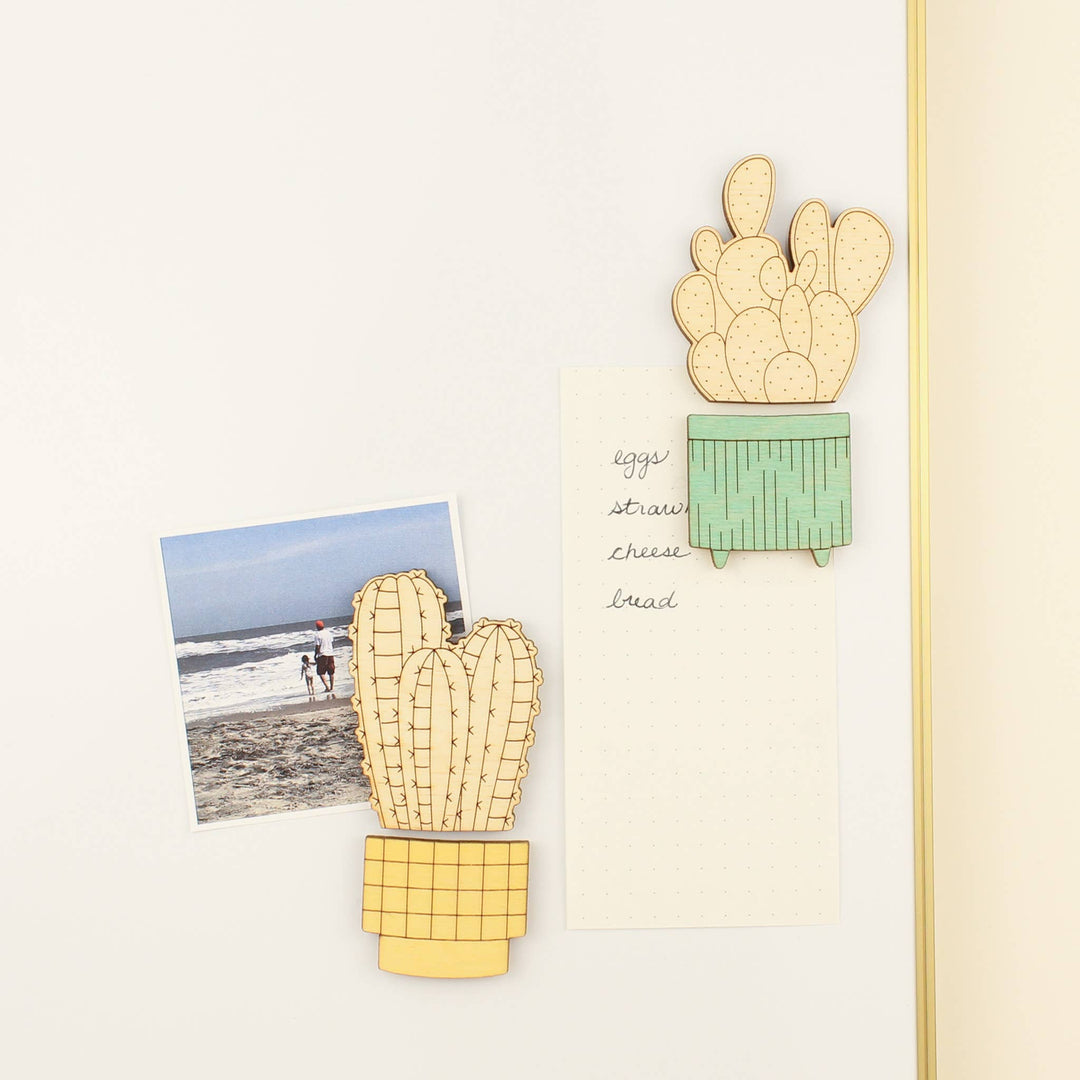 Bunny Ears Cactus Wood House Plant Magnets Plant Lover Gift