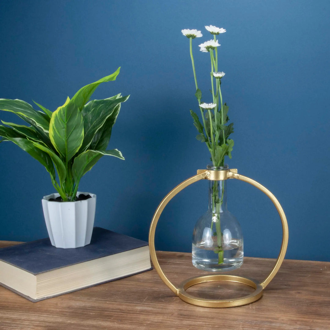 Capstone Floating Glass and Brass Metal Bud Vase home decor
