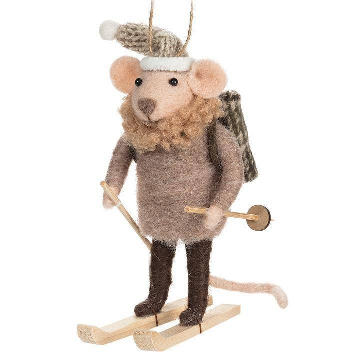 Cross Country Skier Mouse Ornament