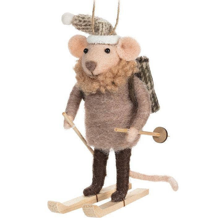 Cross Country Skier Mouse Ornament