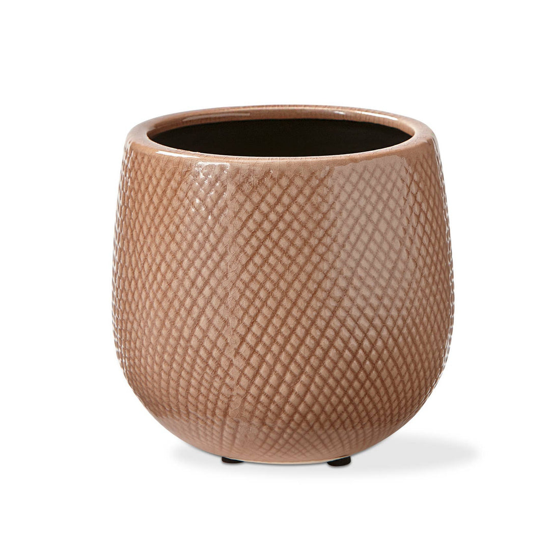 Cross Hatch Small Planter - Blush ceramic
