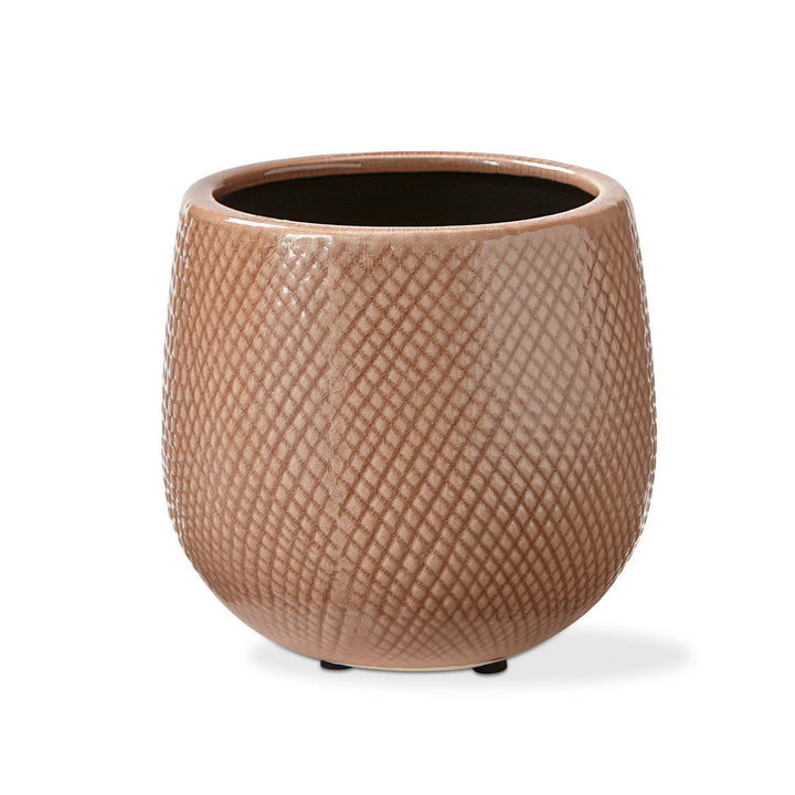 Cross Hatch Small Planter - Blush ceramic