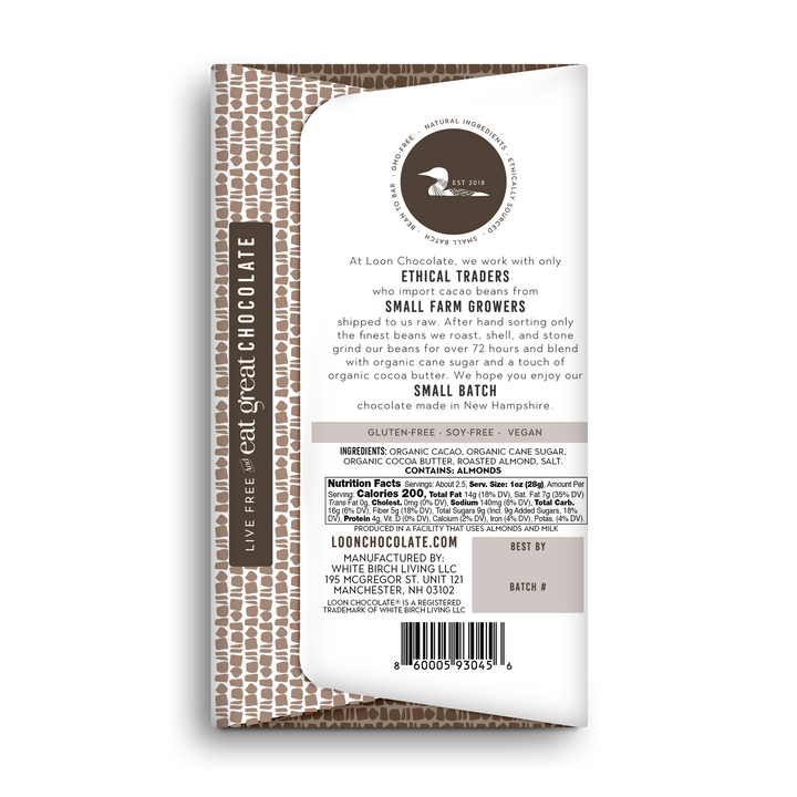 Dark Chocolate with Almond Loon Chocolate Bar
