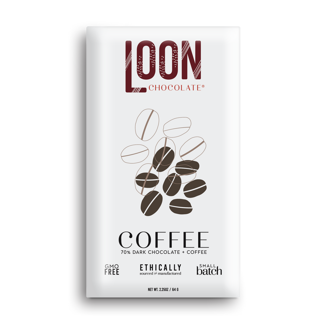 Dark Chocolate with Coffee from Loon Chocolate bar
