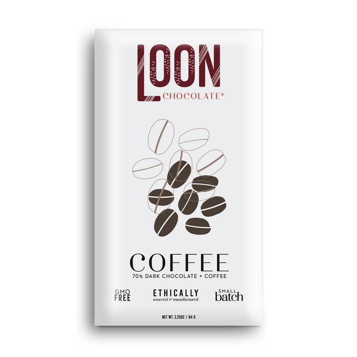 Dark Chocolate with Coffee from Loon Chocolate bar
