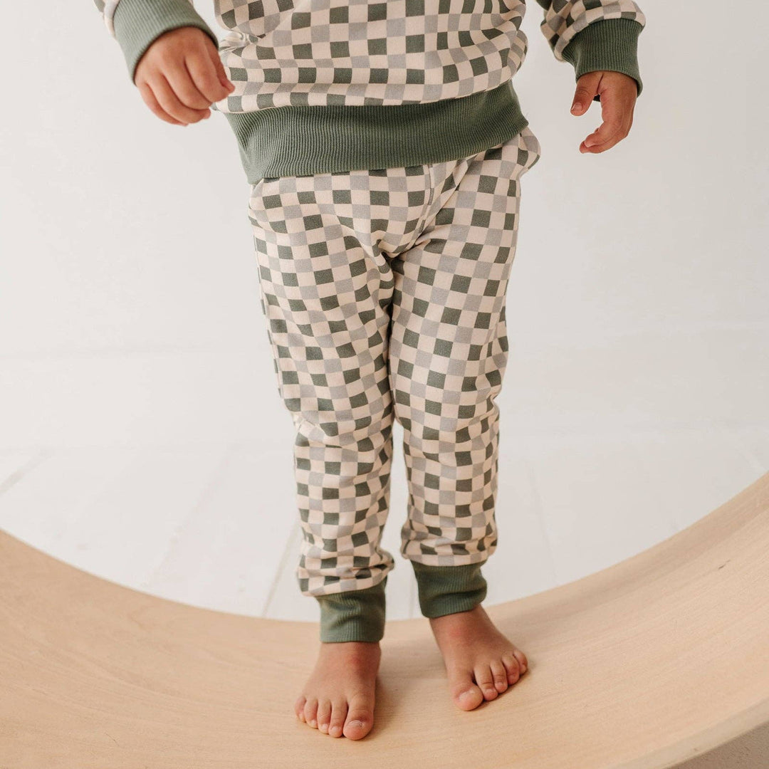 Fern Checked Bamboo Fleece Sweatpants