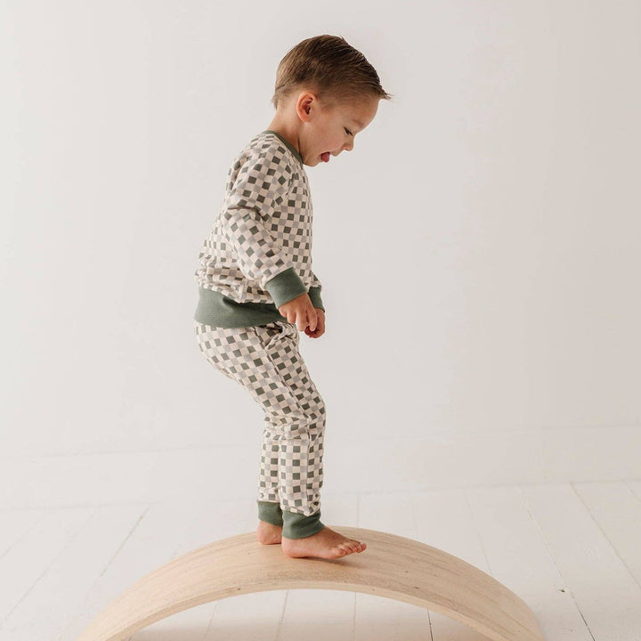 Fern Checked Bamboo Fleece Sweatpants