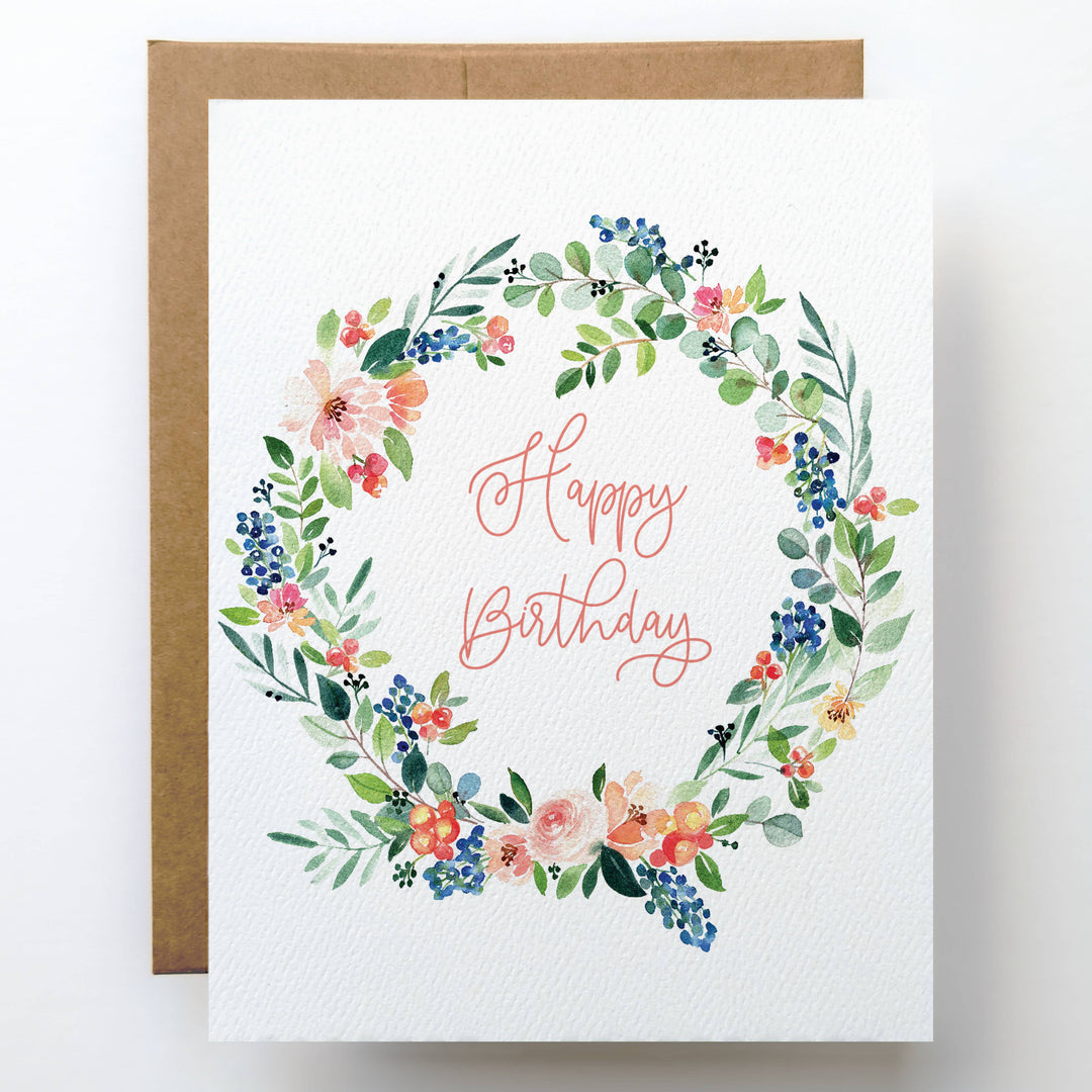 Floral Birthday Card | Watercolor Flower Wreath