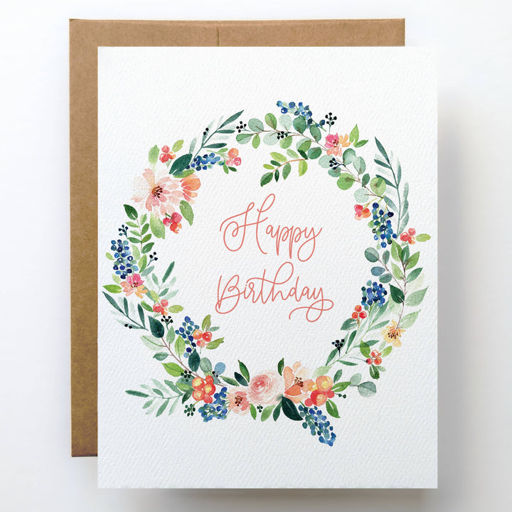Floral Birthday Card | Watercolor Flower Wreath