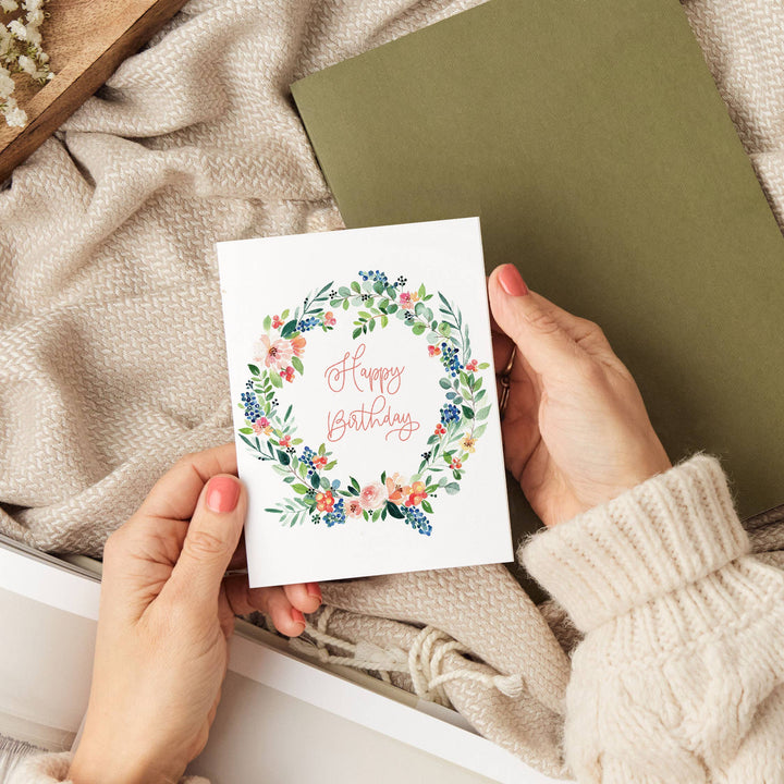 Floral Birthday Card | Watercolor Flower Wreath