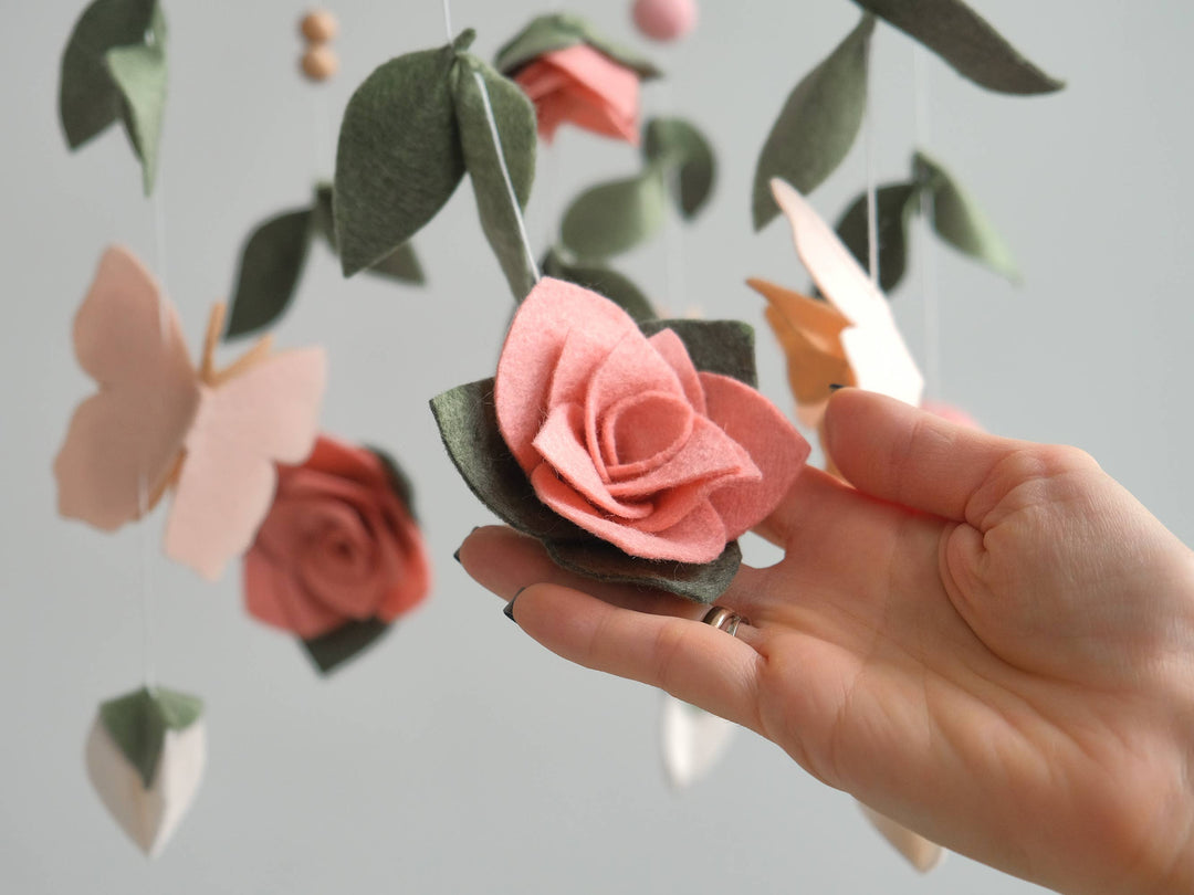 Floral Nursery Butterfly Baby Crib Mobile