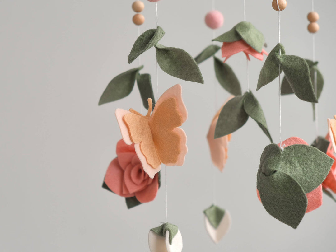 Floral Nursery Butterfly Baby Crib Mobile