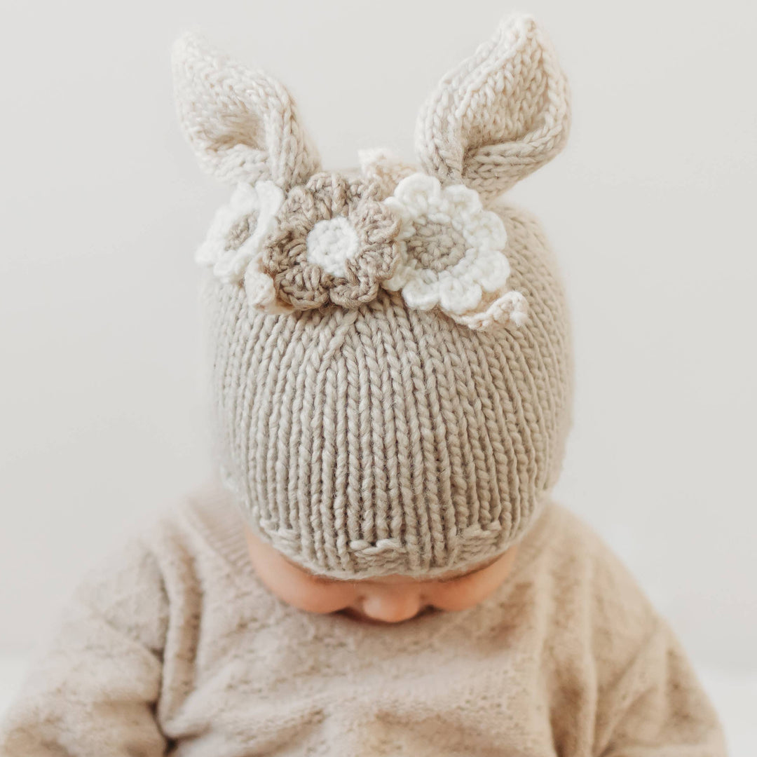 Flower Bunny Beanie Oatmeal Flower Beanie
