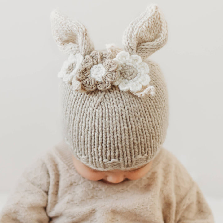 Flower Bunny Beanie Oatmeal Flower Beanie