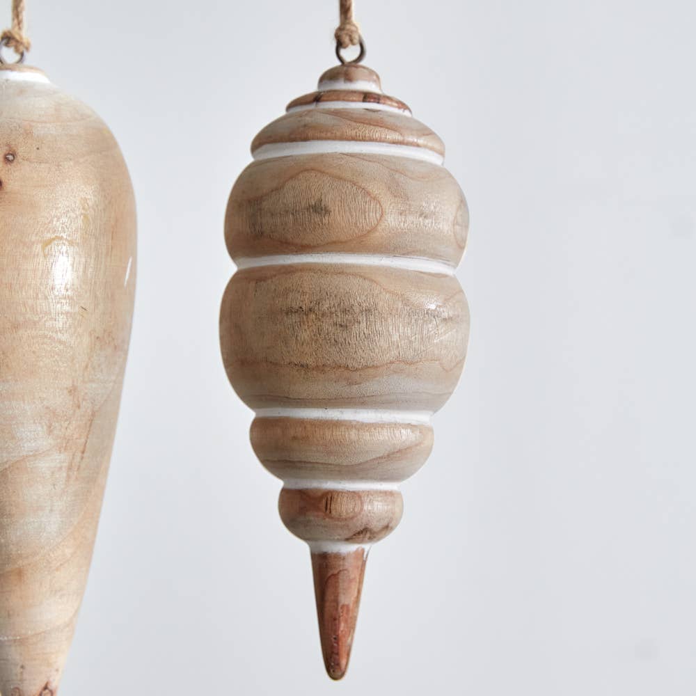 Four Carved Wood Ornaments holiday decor